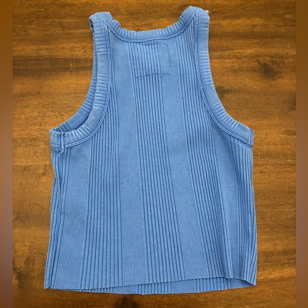 Aerie Tank Top Women’s Small Blue Ribbed Cropped - Picture 3 of 3